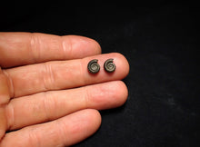 Load image into Gallery viewer, Matched pair of tiny Crucilobiceras pyrite ammonite fossils (10 mm)
