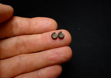 Load image into Gallery viewer, Tiny matched pair of Crucilobiceras pyrite ammonite fossil (7 mm)
