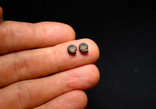 Load image into Gallery viewer, Tiny matched pair of Crucilobiceras pyrite ammonite fossil (7 mm)
